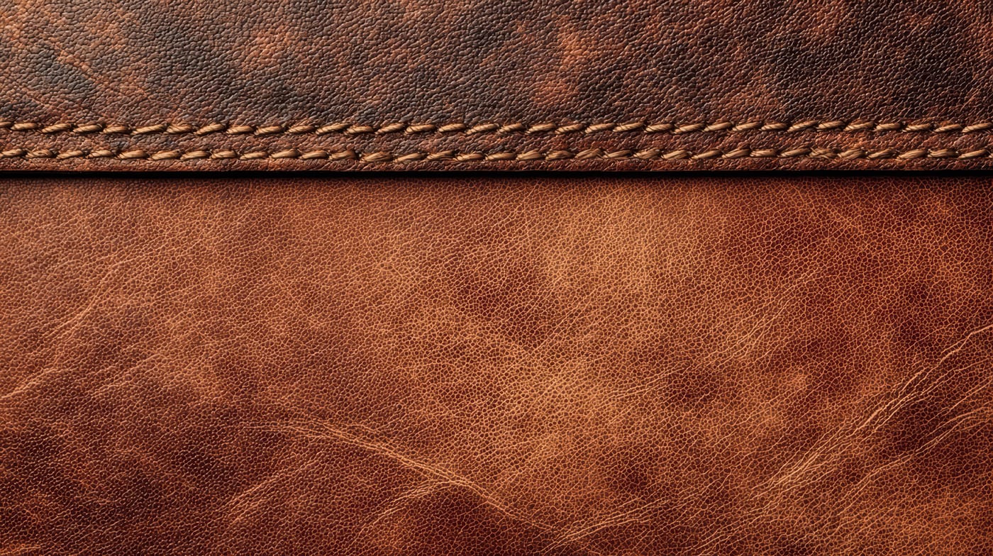 Textura de cuero cosido artesanal para tapicería de muebles